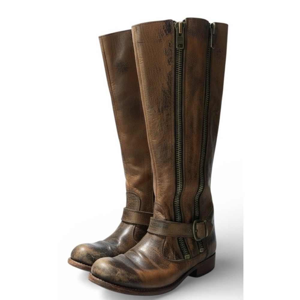 Brown Leather Heeled Boots